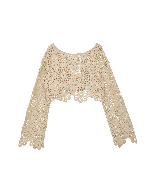 Ameri（アメリ）の「MEDI FLOWER SAINT LACE TOP（Tシャツ/カットソー