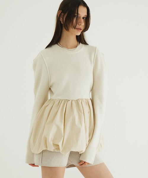 セール】DOCKING POWERSHOULDER KNIT TOPS（ニット/セーター）｜CLANE
