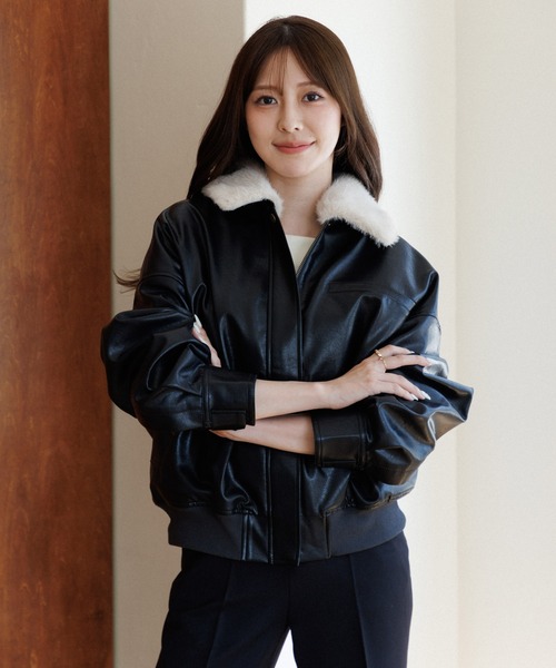 セール】【ファー襟取り外し可能】2way short jacket（2ウェイショート