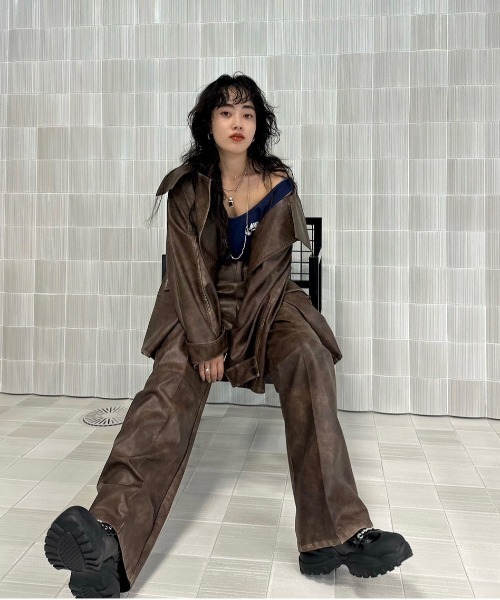 Ameri（アメリ）の「USED LIKE SYNTHETIC LEATHER JACKET（ライダース