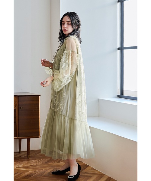 セール】リボンエンブロイダリーレイヤードドレス マタニティ 妊婦