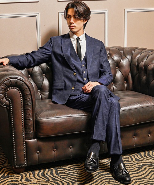 SOMEDIFF】モザイク柄スリーピースセットアップ/スーツ メンズ