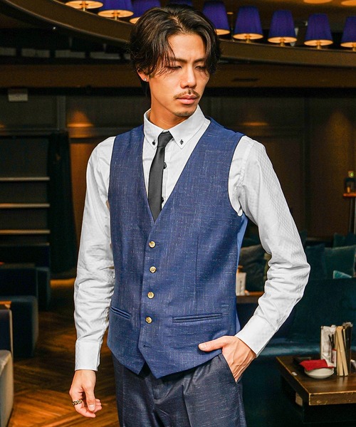 SOMEDIFF】モザイク柄スリーピースセットアップ/スーツ メンズ