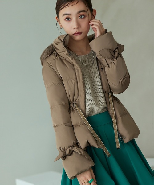 セール】洗える ｜ ラビットファーフードショートダウンジャケット