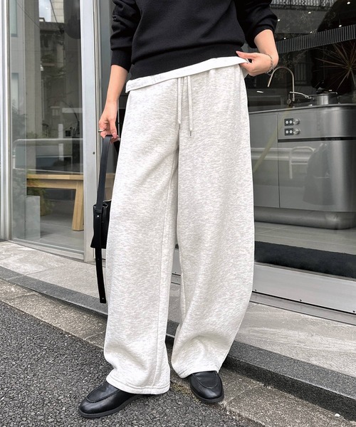 セール】【新色追加】裏起毛スウェットカーブパンツ（スウェットパンツ