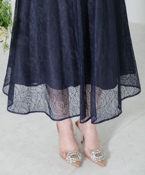 Leja（レジャ）の「【LEJA】ウエストマークパフスリーブ総レースロング