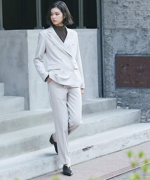 セール】ダブルテーラードジャケット＆テーパードパンツスーツセット