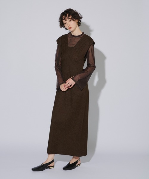 セール】Vラインジャガードドレス / V line jacquard dress（ドレス