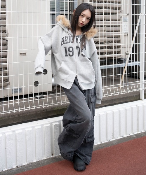 WEGO（ウィゴー）の「WEGO/【25年秋冬新作】裏起毛ファーフードBIGZIP