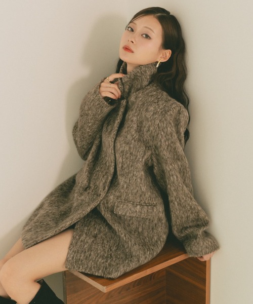 セール】ミックスシャギーテーラードジャケットコート（テーラード