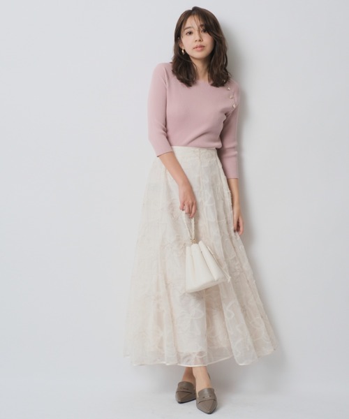 JUSGLITTY（ジャスグリッティー）の「シャイニーチュール刺繍スカート