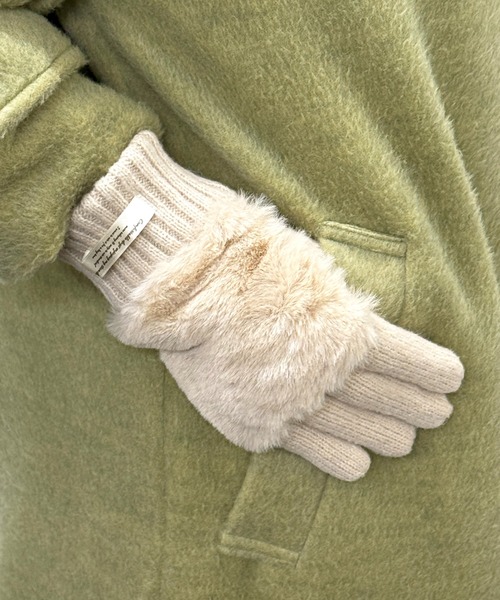 セール】【SETUP7】C'est doux ファー付き 裏ボア 5本指手袋 FTL（手袋