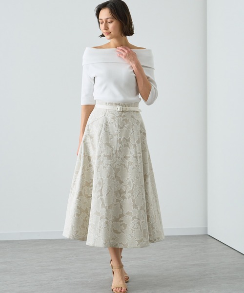 ANAYI（アナイ）の「リネンライクフラワープリントフレア スカート