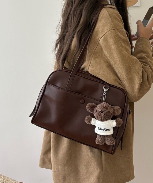 セール】フロントポケットスクエアボストンバッグ/通勤通学/A4サイズ