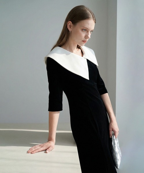 Leja（レジャ）の「【LEJA】配色アシンメトリービッグカラーベロア