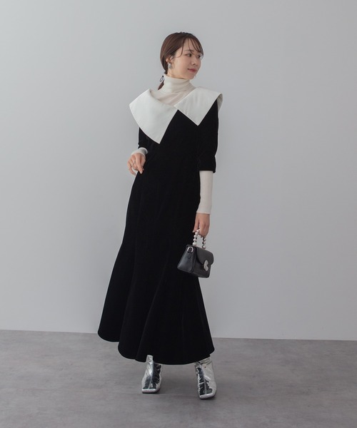 Leja（レジャ）の「【LEJA】配色アシンメトリービッグカラーベロア