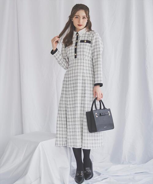 襟付きツイードワンピース（ワンピース）｜SWINGLE（スウィングル）の