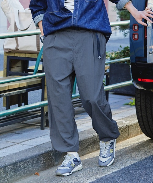 撥水ナイロンウェービングベルト裾ドローコードテックパンツ【THE