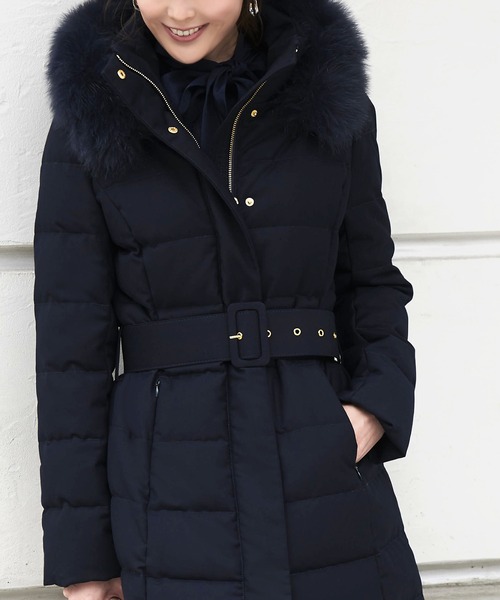 セール】静電気防止 ｜ ベルト付きフォックスファーダウンコート