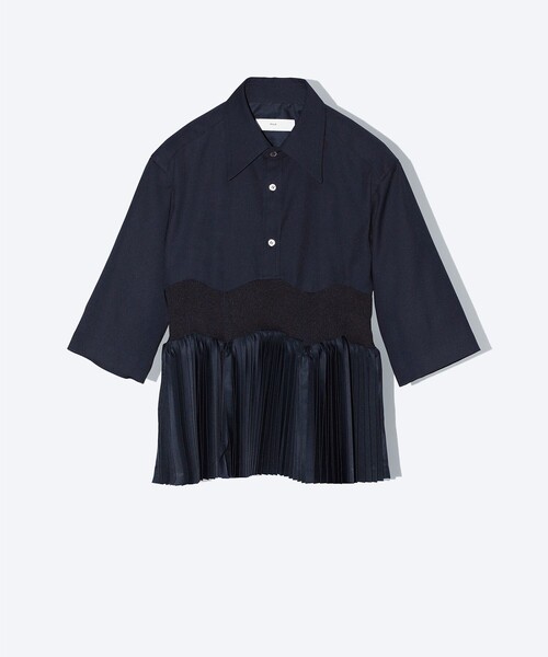 TOGA PULLA/トーガプルラ】Taffeta pleats S/S shirt/タフタプリーツ