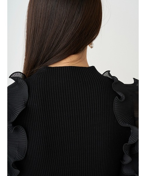 SNIDEL（スナイデル）の「プリーツフリルドッキングニットプルオーバー