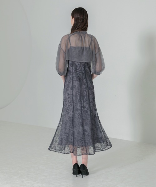 Leja（レジャ）の「【LEJA】リボン付きパフスリーブシアーボレロ刺繍