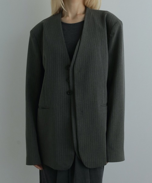 Collarless Over Jacket（テーラードジャケット）｜anuke（アンヌーク
