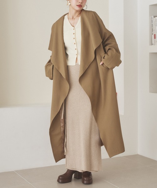 shawl collar belted long coat /ショールカラーベルト付きロング
