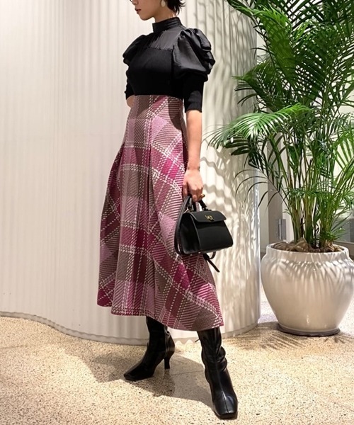 SNIDEL（スナイデル）の「ロービングチェックフレアスカート（スカート