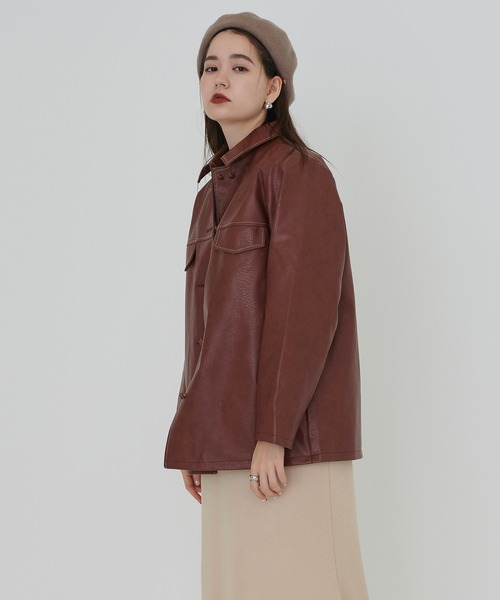 TINA：JOJUN（ティーナジョジュン）の「チャイナ釦付 レザージャケット