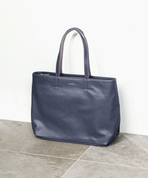 シボ レザーライク ジップ トート バッグ（トートバッグ）｜green