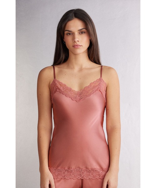 レース＆シルク キャミソール トップ（インナーウェア/肌着