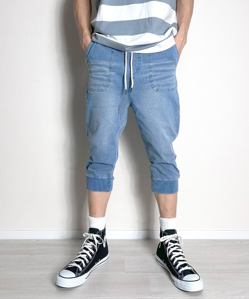 クロップドパンツ 7分丈 カットデニム デニムパンツ アンクルパンツ