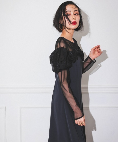 ANDRESD】frills flare dress ドレス 結婚式 成人式 同窓会 ディナー