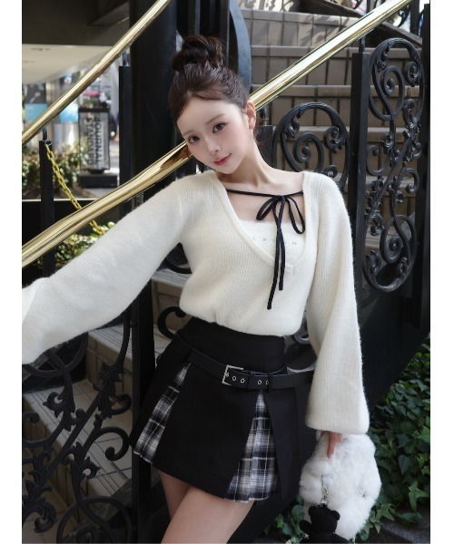 アシメレイヤードニットトップスgry ダーリッチ Darich アシメ