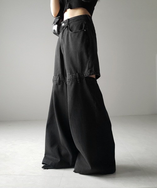 ANDWANG バックカットアウトデニムパンツ ブラック 【Mサイズ