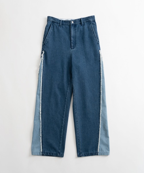 セール】FRINGE BICOLOR DENIM PANTS / フリンジバイカラーデニム