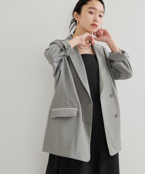 セットアップ対応】リネンライクジャケット（テーラードジャケット
