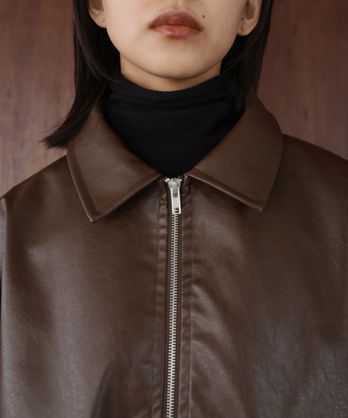 ボア襟フェイクレザーブルゾン（ブルゾン）｜hellam（へラム）の