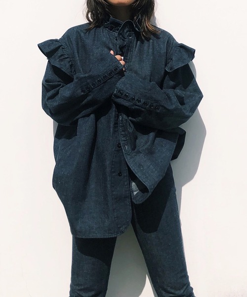 HOLIDAY（ホリデイ）の「DENIM RUFFLE BIG SHIRT (O.WASH) デニム