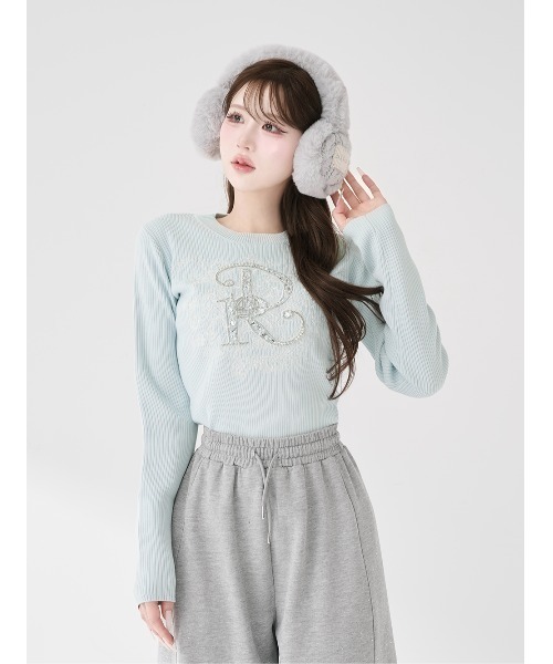 DRビジューフラワーリブニットトップス（ニット/セーター）｜Darich