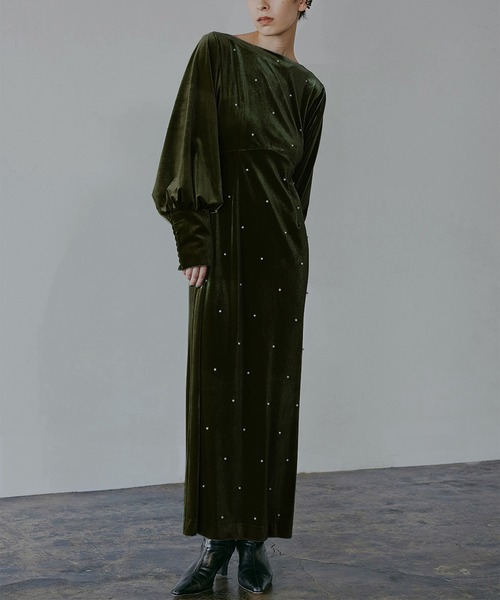 BACK OPEN PEARL VELOUR DRESS（ドレス）｜Ameri（アメリ）の