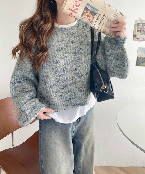 セール】まるでスウィーツなふんわり感。ミックスヤーンクッキーニット