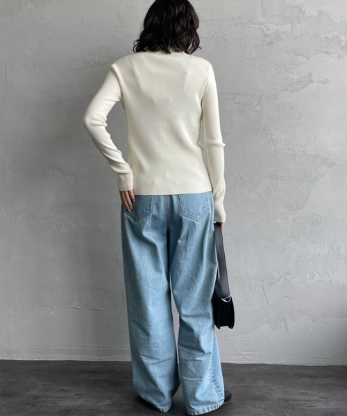 FRED PERRY/フレッドペリー] 別注 ワンポイントロゴ刺繍 リブニット