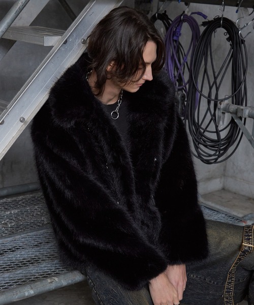 Spielio】Metal bit faux fur jacket / メタルビットフェイクファー