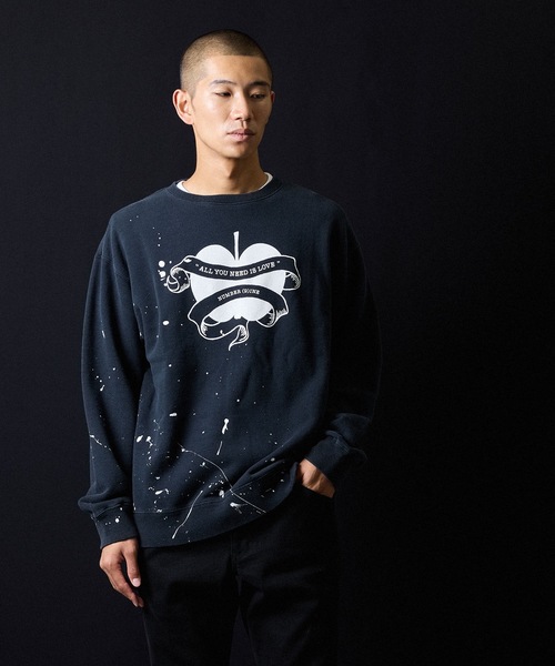 HAND PAINTED VINTAGE WASH NUMBER (9)INE APPLE SWEATSHIRT / ハンド