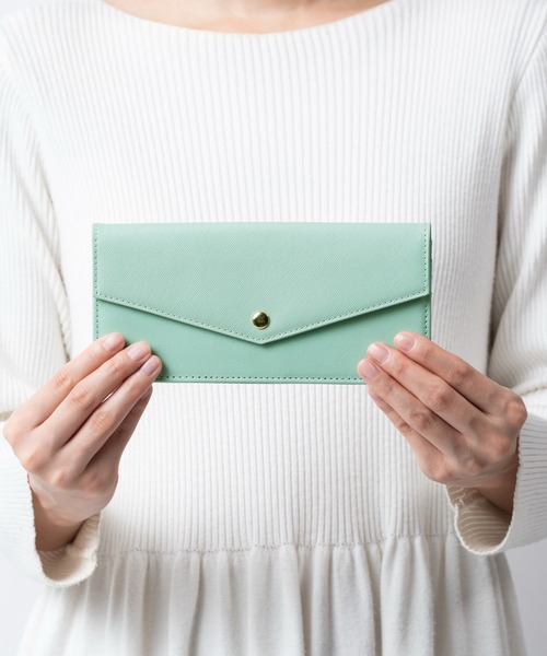 セール】サフィアーノレザー スキミング防止 コンパクト かぶせ蓋付き