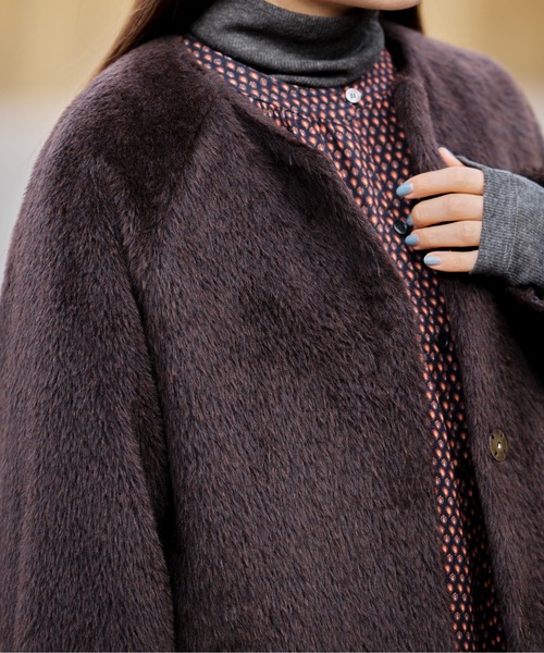 アルパカウールシャギー ノーカラージャケット | NOMBRE IMPAIR