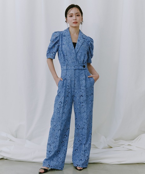 セール】タックスリーブテーラードレースオールインワン（つなぎ