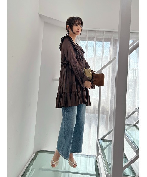 SNIDEL（スナイデル）の「コットンライクラッフルカラーチュニック